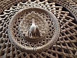 Kathmandu Bhaktapur 09-2 Wooden Window With Partially Intact Bird 